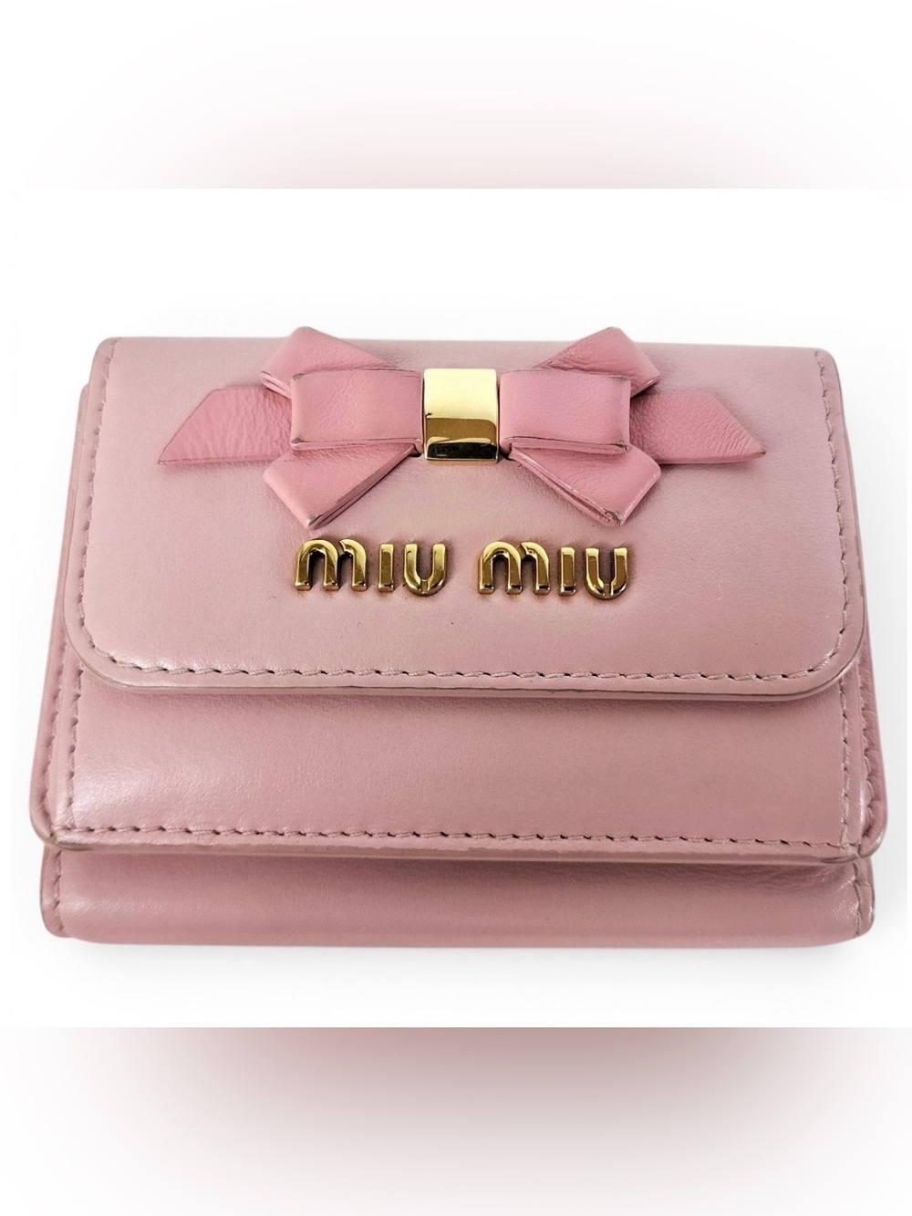 RARE Miu Miu Compact Trifold Wallet with Authenticity Card - Great Condition!